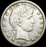 1908 Barber Silver Quarter CLOSELY UNCIRCULATED