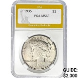 1935 Peace Dollar PGA MS65 SILVER