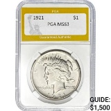 1921 Peace Dollar PGA MS63 SILVER
