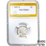 1937-S Buffalo Nickel PGA MS66+