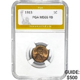 1913 1C Lincoln Wheat Cent PGA MS66 RB
