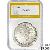 1891 Morgan Dollar PGA MS65 SILVER
