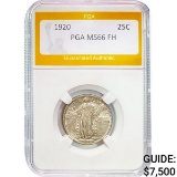 1920 25C Standing Liberty PGA MS66 FH