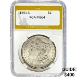 1891-S Morgan Dollar PGA MS64 SILVER