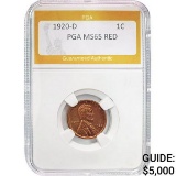 1920-D 1C  Lincoln Wheat PGA MS65 RED