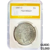 1897-O Morgan Dollar PGA MS62+ SILVER