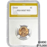 1919 1C Lincoln Wheat  PGA MS67 RED