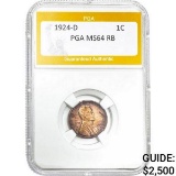 1924-D Lincoln Wheat Cent PGA MS64 RB