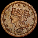 1854 Braided Hair Half Cent CLOSELY UNCIRCULATED