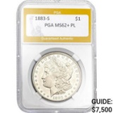 1883-S Morgan Dollar PGA MS62+ PL SILVER