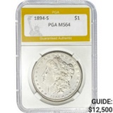 1894-S Morgan Dollar PGA MS64 SILVER