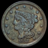 1855 Braided Hair Half Cent LIGHTLY CIRCULATED