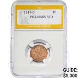 1919-D 1C Lincoln Wheat PGA MS65 RED