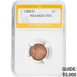 1920-D 1C Lincoln Wheat PGA MS65 RED