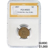 1867 5C Shield Nickel PGA MS65