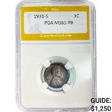 1931-S Lincoln Wheat Cent PGA MS65 RB