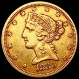 1880 $5 Gold Half Eagle CLOSELY UNCIRCULATED