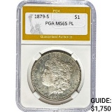 1879-S Morgan Dollar PGA MS65 PL SILVER