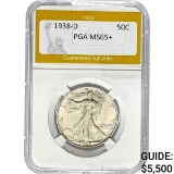 1938-D Walking Liberty Half Dollar PGA MS65+