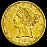 1903-S Liberty Head Half Eagle CLOSELY UNCIRCULATE CLOSELY UNCIRCULATED