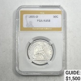 1855-O Arrows 50C Seated Liberty PGA AU58