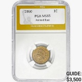 1860 Indian Head Cent PGA MS65 POINTED BUST