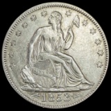 1853 Arrows/Rays Seated Liberty Half Dollar UNCIRCULATED