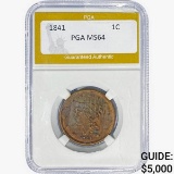 1841 Braided Hair Large Cent PGA MS64