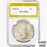 1934-D Silver Peace Dollar PGA MS62