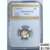 1937-S Mercury Silver Dime PGA MS68 FSB Monster