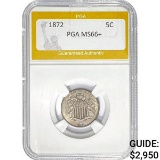 1872 Shield Nickel PGA MS66+