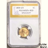 1909-S/S Horizontal S Wheat 1C PGA MS65+ RED
