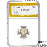 1853 3 Cent Silver PGA MS61