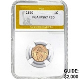 1890 1C Indian Head Cent PGA MS67 RED