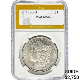 1886-O Morgan Silver Dollar PGA MS63
