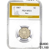 1867 Shield Nickel Rays PGA MS61