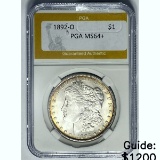 1892-O Morgan Silver Dollar PGA MS64+