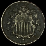 1867 w/ Rays Shield Nickel NICELY CIRCULATED