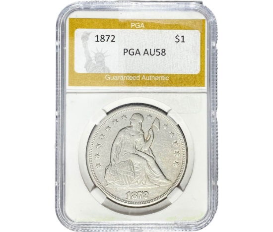 1872 Silver Trade Dollar PGA AU58