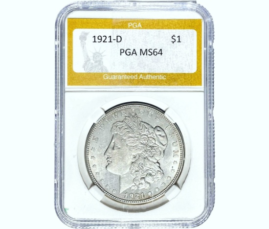 1921-D Morgan Silver Dollar PGA MS64