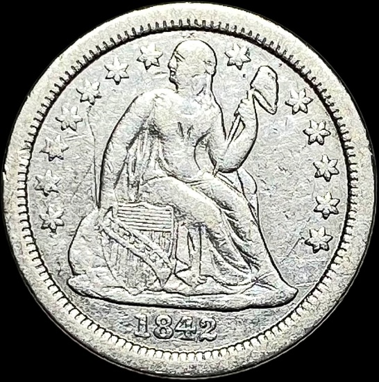 1842-O Silver Seated Liberty Dime NEARLY UNCIRCULATED
