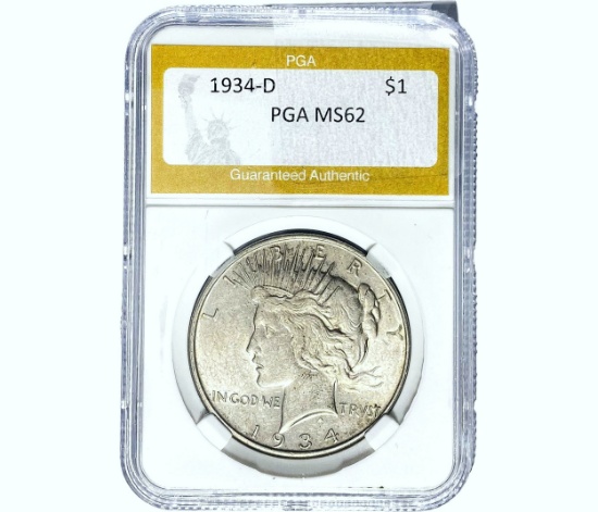 1934-D Silver Peace Dollar PGA MS62