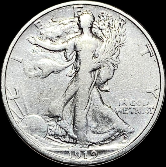 1919-S Silver Walking Liberty Half Dollar LIGHTLY CIRCULATED