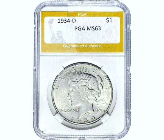1934-D Silver Peace Dollar PGA MS63