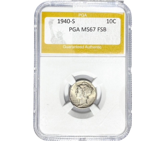 1940-S Mercury Silver Dime PGA MS67 FSB