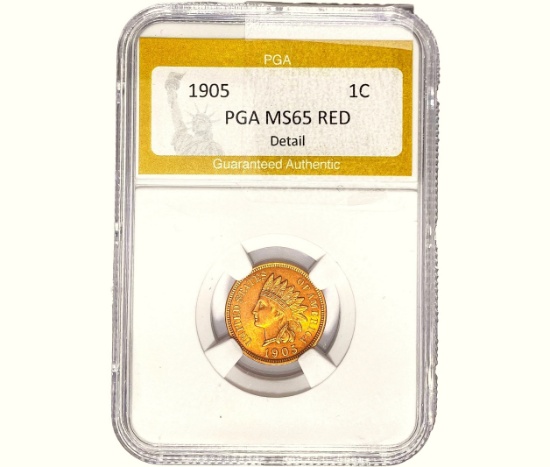 1905 Indian Head Cent PGA MS65 Red Detail