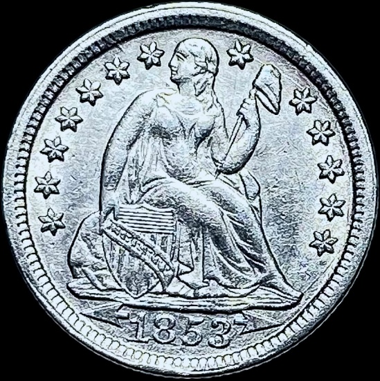 1853 Seated Liberty Dime (Arrows) CHOICE AU