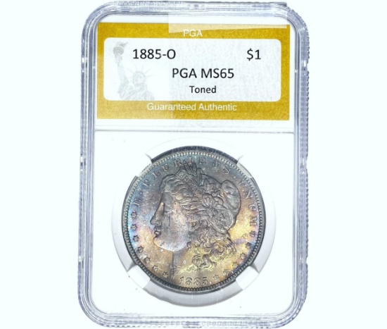 1885-O Morgan Silver Dollar PGA MS65 Toned
