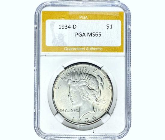 1934-D Silver Peace Dollar PGA MS65