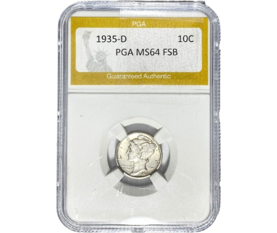 1935-D Mercury Silver Dime PGA MS64 FSB